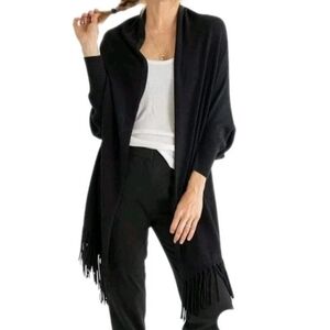 MerSea Aspen Wrap Shawl Sweater Merino Cashmere Fringed Minimalist Travel Luxury